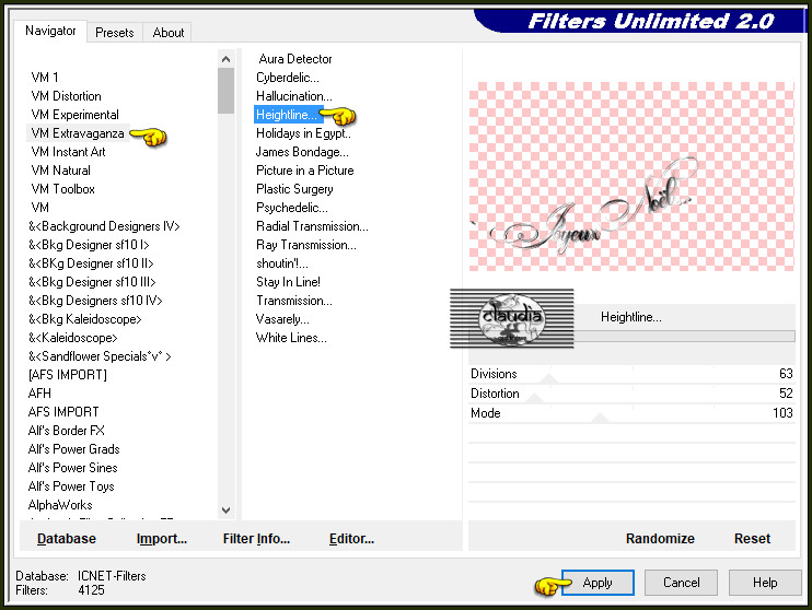 Effecten - Insteekfilters - <I.C.NET Software> - Filters Unlimited 2.0 - VM Extravaganza - Heightline
