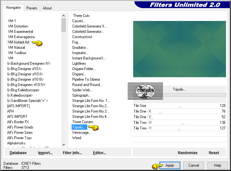 Effecten - Insteekfilters - <I.C.NET Software> - Filters Unlimited 2.0 - VM Instant Art - Tripolis