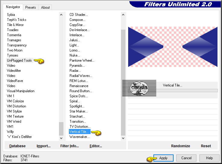 Effecten - Insteekfilters - <I.C.NET Software> - Filters Unlimited 2.0 - Unplugged Tools - Verticale Tile