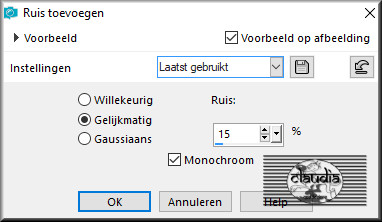 Aanpassen - Ruis toevoegen/verwijderen - Ruis toevoegen : (= Grofkorreligheid)