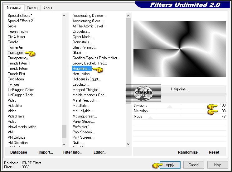 Effecten - Insteekfilters - <I.C.NET Software> - Filters Unlimited 2.0 - Tramages - Heightline