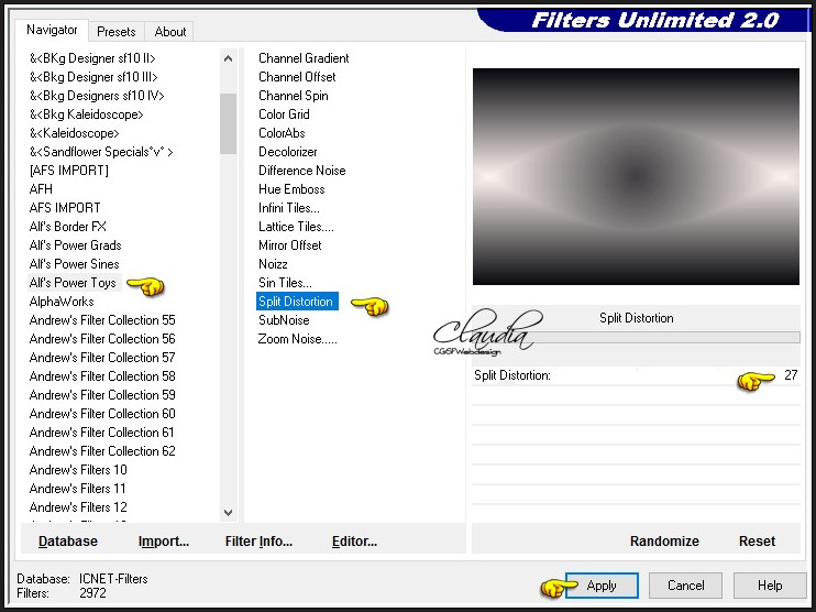 Effecten - Insteekfilters - <I.C.NET Software> - Filters Unlimited 2.0 - Alf's Power Toys - Split Distortion