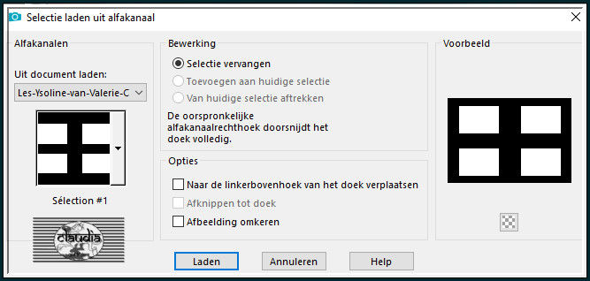 Selecties - Selectie laden/opslaan - Selectie laden uit alfakanaal : Sélection #1