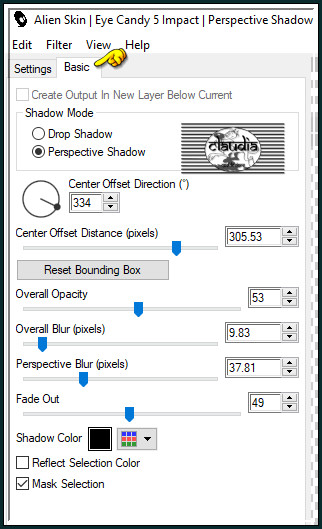 Effecten - Insteekfilters - Alien Skin Eye Candy 5 : Impact - Perspective Shadow