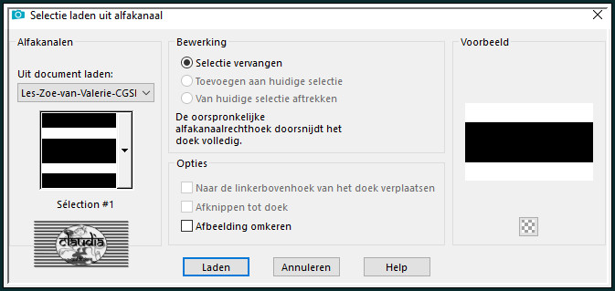 Selecties - Selectie laden/opslaan - Selectie laden uit alfakanaal : Sélection #1