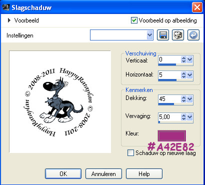 Instellingen voor slagschaduw