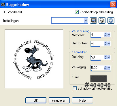 Instellingen voor slagschaduw