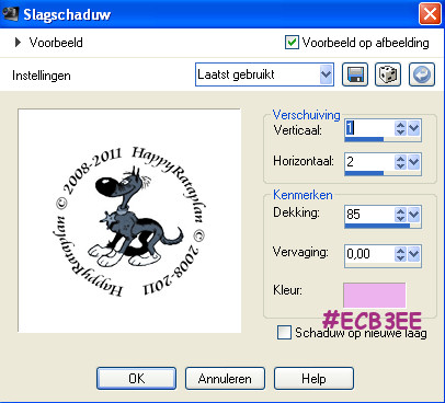 Instellingen voor slagschaduw