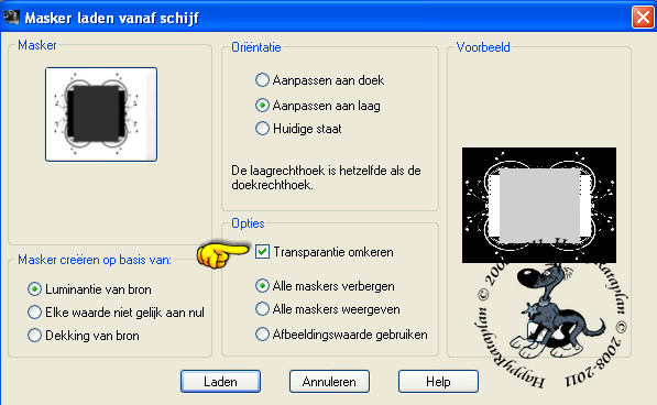 Instellingen voor het masker