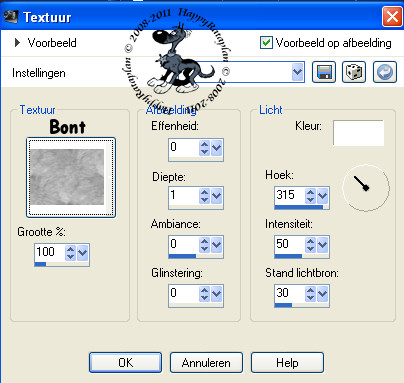 Instellingen textuureffect