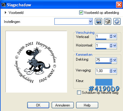 Instellingen slagschaduw 