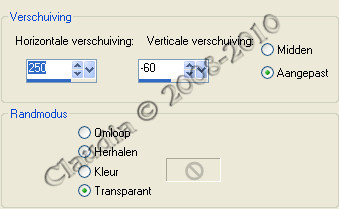 Instellingen Afbeeldingseffect : Verschuiving