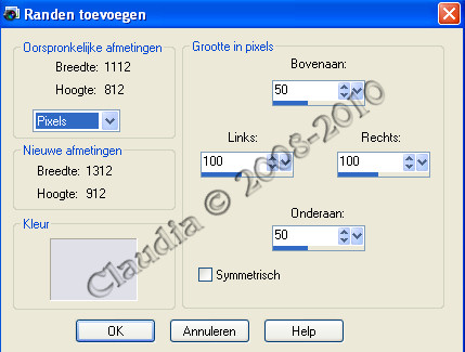 Instellingen Randen toevoegen