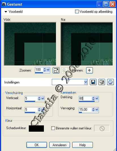 Instellingen Gestanst effect