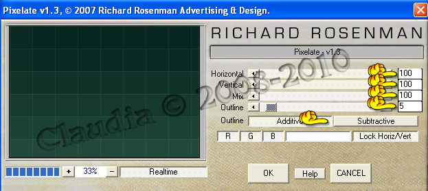 Instellingen Rosenman filter