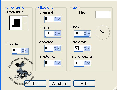 Instellingen Afschuining Binnen